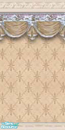 Sims 2 — am_drappedivory by Cruella — Ivory drapped border on soft printed wallpaper.