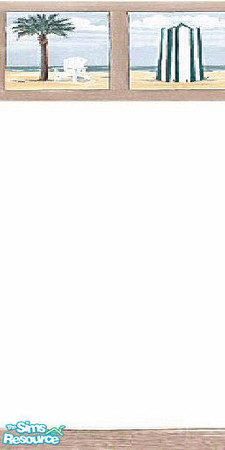 Sims 2 — Beach Border On White by clcny20 — A breezy-looking beach bordered wallpaper, on a white background, with wood