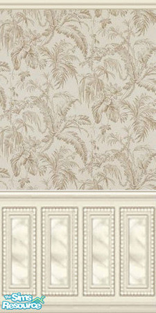 Sims 2 — am_victorian01 by Cruella — Victorian Style woodwork with fern printed wallpaper.