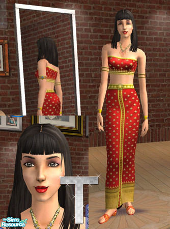 Sims 2 — Pretty Thai Traditional Lady by The T — This dress make me won the 1st place in EA Thailand's Create A Sim