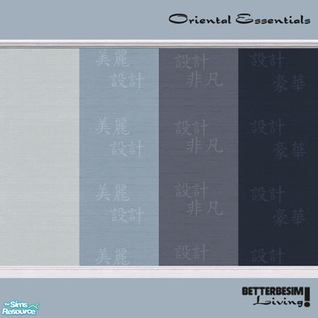 Sims 2 — Oriental Essentials, Silk wallcovering by BetterbeSim — Handmade silk wallcovering in the colors Pale grey,