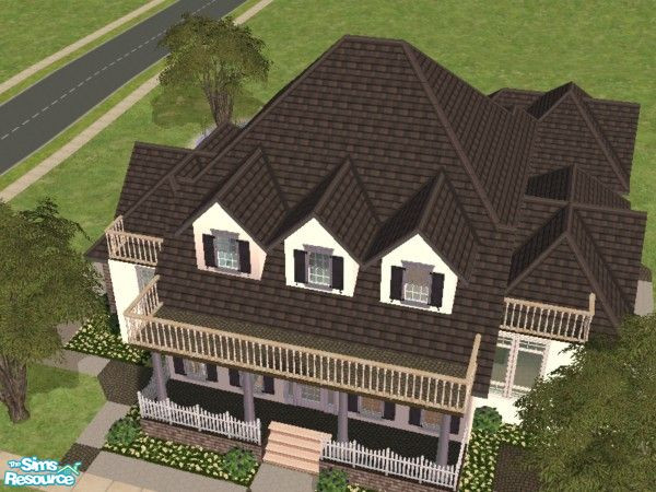 Sims 2 — Plantation by Liugao — This house has 4 bedrooms, 4 1/2 bathrooms, kitchen, dining, den, family room, pond
