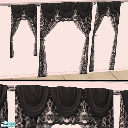 Sims 2 — White Leopard Curtains - part of set by Bitzybus — White Leopard curtains, part of "White Leopard living