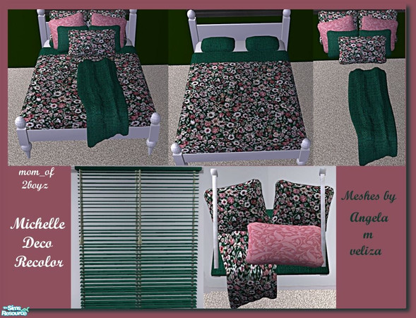 Sims 2 — Michelle Bedroom-Deco Recolor- Green Floral by mom_of2boyz — This is a recolor of the Deco Objects from the