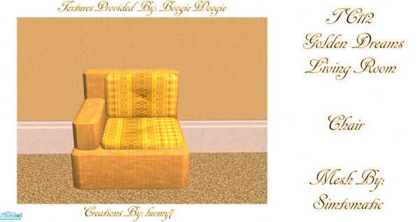 Sims 2 — TC112 Golden Dreams Living  -  Chair by luvmy7 — I recolored this Living Room using Simtomatics Awesome Suede