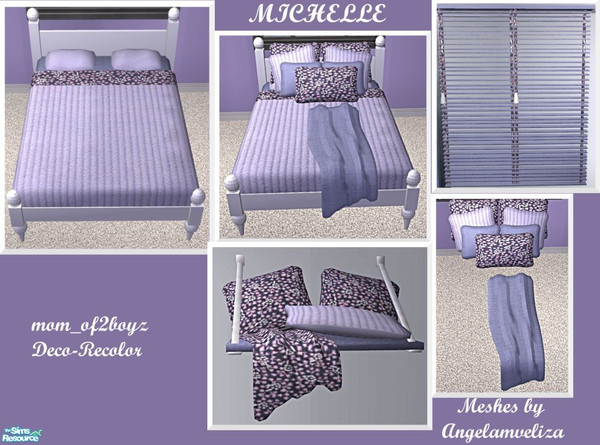 Sims 2 — Michelle Bedroom Deco Recolor-Purple Floral by mom_of2boyz — This is a recolor of the Deco objects of the