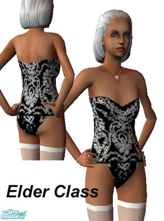 Sims 2 — Black Corset Set-Elder by Dgandy — Elders can be sexy too. Pop will love you in this black corset set.