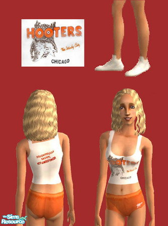 Sims 2 — Hooters Uniform by WingedEnchantrez — Gotta love those wings! Athletic support included.