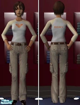 Sims 2 — Teen's Orange Roxy Shirt by AutumnFantasy — Make your adult Roxy fans Jelouse with beautiful orange Roxy shirt.
