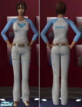 Sims 2 — Adult Blue Roxy Shirt by AutumnFantasy — Show off your Roxy pride, women, and wear its well-known symbol! This