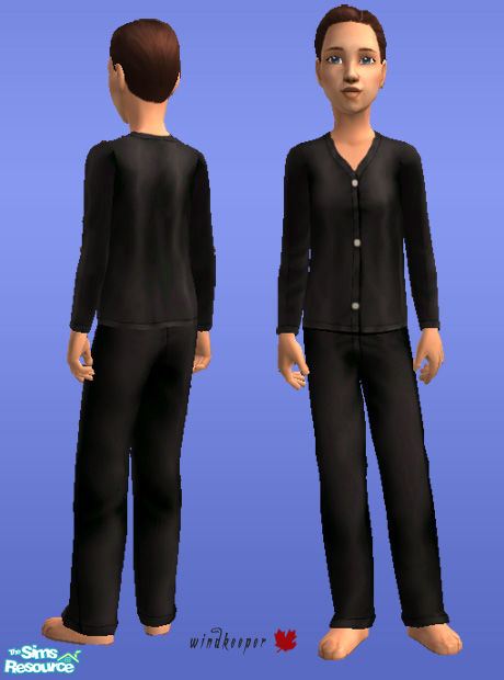 The Sims Resource - Boys black pajamas