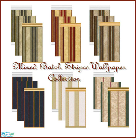Sims 2 — Mixed Batch Stripe Wallpaper Collection by robbyngirl — Pretty set of wallpaper for your sims. Price is $5.