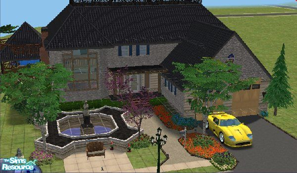 Sims 2 — Waterslide estate by CozmicRain — Two story family home features 3brs 3 baths, nursery, balconies, garage,