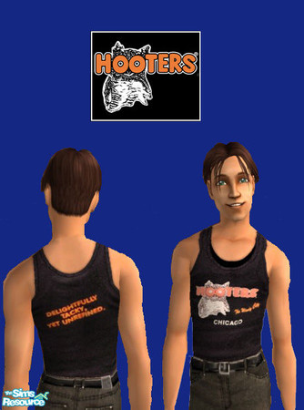 Sims 2 — Classic Hooters by WingedEnchantrez — Part of the Hooters collection. The classic black tank for men.