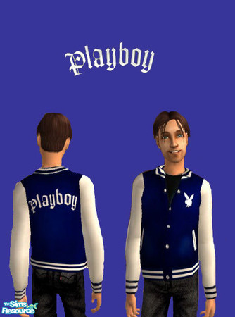 Sims 2 — Men's Varsity Jacket by WingedEnchantrez — Part of the Playboy collection. Something for the man who reads it