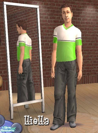 Sims 2 — White & green shirt by lliella — Based on my husband's shirt, I really like the color. Of course, it was me