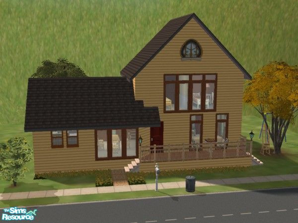 Sims 2 — The Marietta by Pinecat — A beautiful and spacious home for your Sim family. Down: living, dining, kitchen, mstr