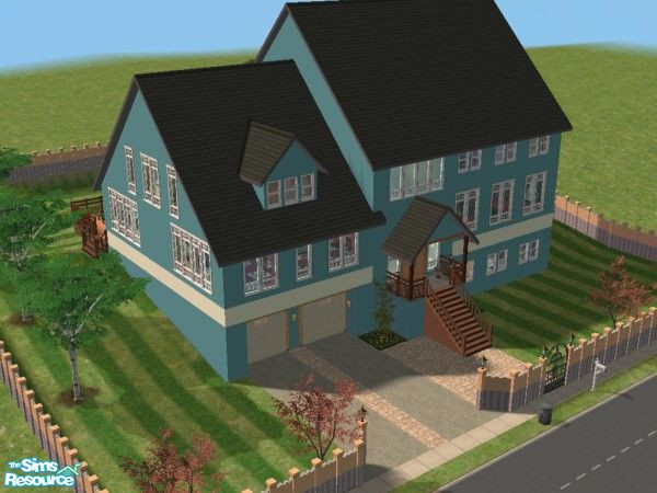 Sims 2 — Teal House by SimsExile — This is a very large house (may run slow on some PCs - it does on mine). Split-level