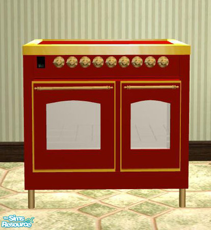 Sims 2 — New England Kitchen red - Stove recolor red by ShinoKCR — Mesh is included in this Set