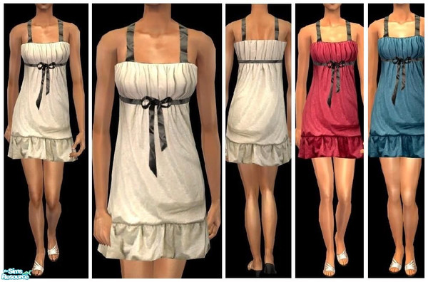 Sims 2 — JPayafformal5 by juttaponath — Cute ruffle dress with bow for adults and young adults. No mesh required.