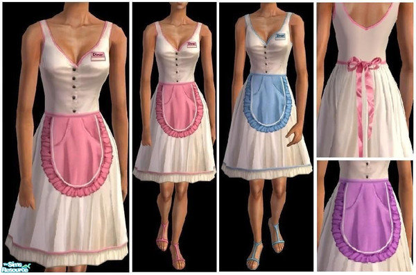 Sims 2 — JPayafdiner by juttaponath — 60\'s diner uniform for adults and young adults. No mesh required.
