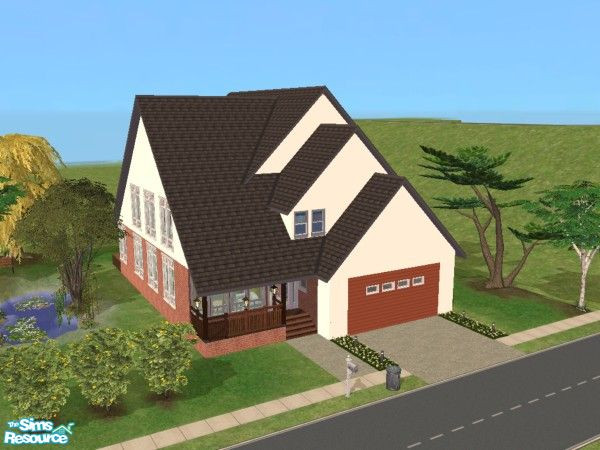 Sims 2 — Exile 18144 by SimsExile — Family home built on small plot. Sunken lounge. Well decorated and furnished