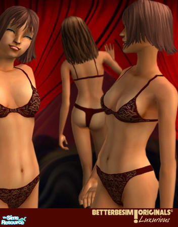 Sims 2 — Red Lace bra and thong by BetterbeSim — Red Lace, sense of Luxury. Lace set, thiny bra and thong. Bra with front