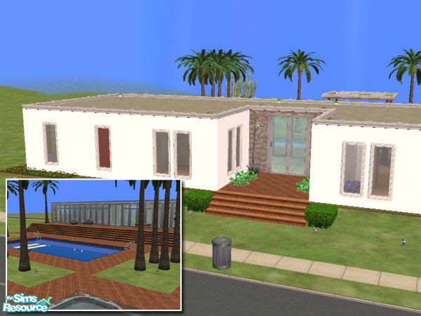 Sims 2 — Glassy by bibario — A cool modern house. For 1 person or couple.