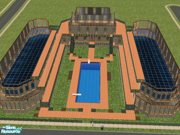 Sims 2 — Horseshoe Mansion by Irish Pride — The Horseshoe Mansion is a new look for mansions. It features a wrap around