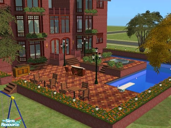 Sims 2 — Pinecat Park Hotel by Pinecat — NO EXPANSION PACKS REQUIRED - NO CUSTOM CONTENT! 8 BR,8BA + 2 1/2-BA. A