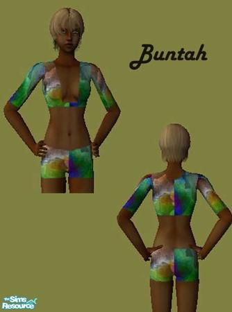 Sims 2 — Neon silk by buntah — Crop top and shorts in a bright colorful silk fabric.