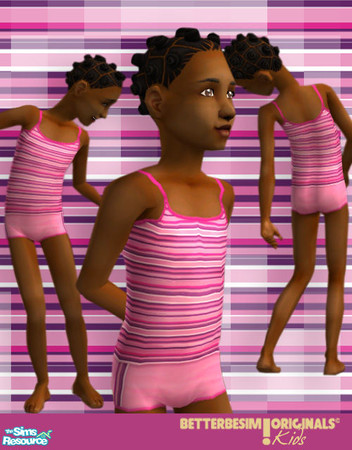 Sims 2 — Pink undies for little girls by BetterbeSim — Underwear for the little girls. Pink striped set for a uplifting