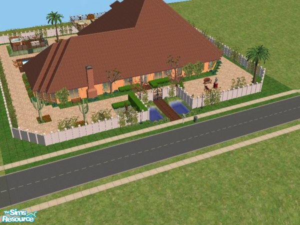 Sims 2 — Cabo Villa by nikki22 — One floor Oceanside Villa, built into the cliffs. Very sensible (Sim friendly) floor