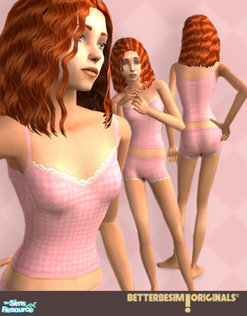 Sims 2 — Pink Pattern underwear for teengirls by BetterbeSim — Pink pattern underwear with small lace trim for the young