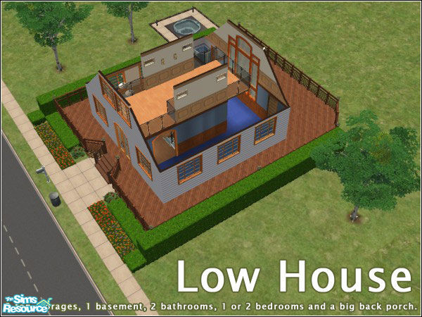 Sims 2 — Low House by artsycho — This house appears to be a fairly simple, small house. But appearances can be deceiving.