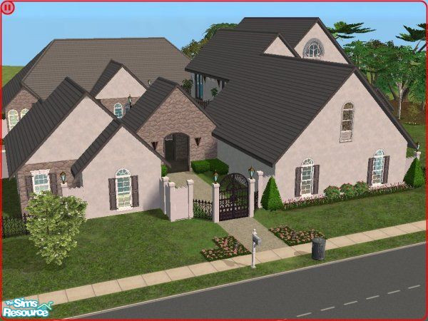 Sims 2 — Courtyard Splendor by TheAislinn — This lovingly crafted home features a master suite with private bath, jacuzzi