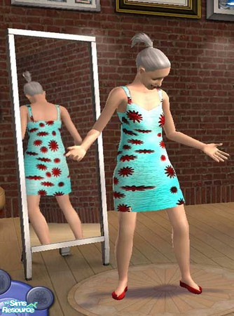 Sims 2 — Sundress for Gramma by buntah — Pretty linen sundress for everyday. Can also be used as a nightie.