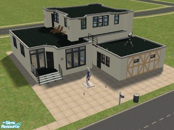 Sims 2 — Bachelor Pad by SimsExile — Modern design throughout features sunken lounge and open stairs. Fully furnished and