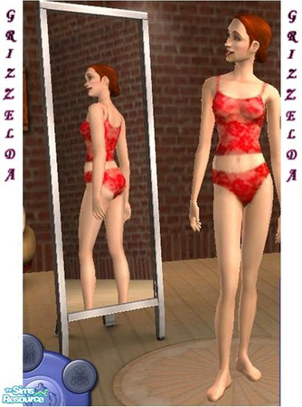 Sims 2 — Red Lace Tank Set by TSR Archive — Red see-through tank set for the adult female. 