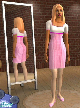Sims 2 — Hot pink pleeted dress by josey01 — Pretty pink dress for any occasion.