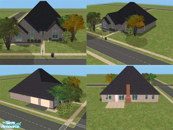 Sims 2 — Palladian by SteelLlama — 3BR/2BA w/dbl garage. Large open area for LR,DR & kitchen. Based on a traditional