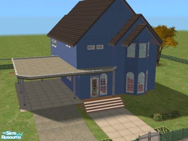 Sims 2 — Exile_15435 by SimsExile — Good sized home for a growing family. Traditional style finished in Blue Stucco. Car