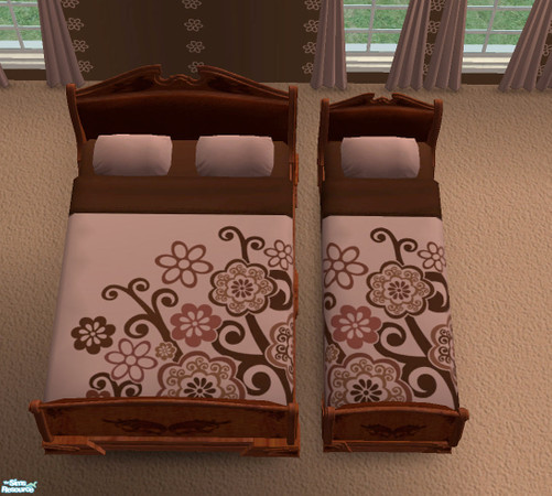 Sims 2 — Marcia Brady\'s Favorite Bedding by jigsawtooth — Cute Brown and Pink pattern. enjoy!