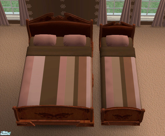Sims 2 — Marcia Brady\'s Striped Bedding by jigsawtooth — Pink and Brown stripes on this comfy bedding. enjoy!