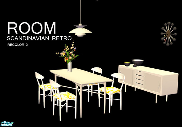 Sims 2 — Room - Recolor 2 - Set by linegud — A retro dining room, in the style of and inspired by, danish design icons. 