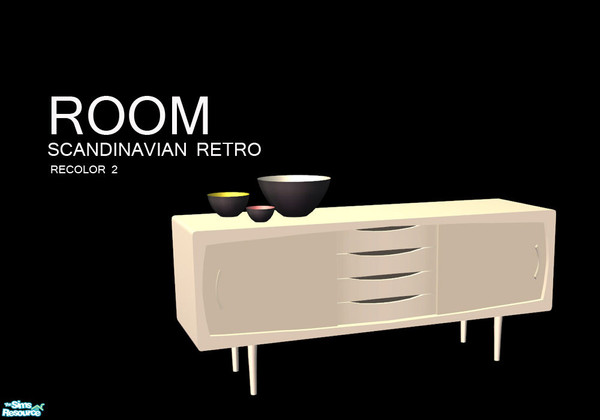 Sims 2 — Room - Recolor 2 - Sideboard by linegud — A retro dining room, in the style of and inspired by, danish design
