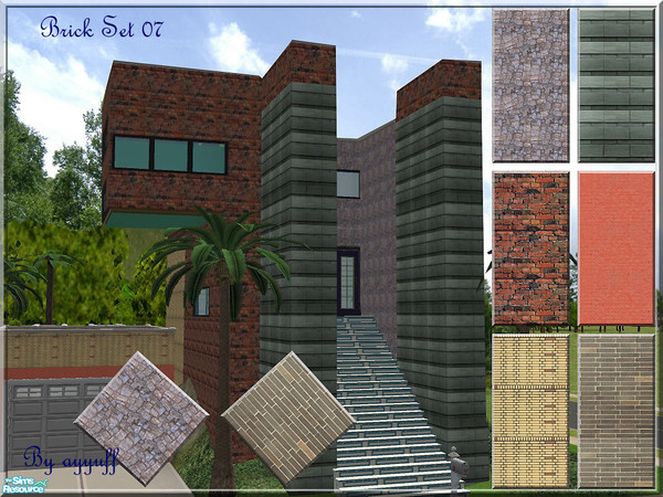 Sims 2 — Brick Set 07 by ayyuff — Included: 6 walls,2 floors..Cost:2