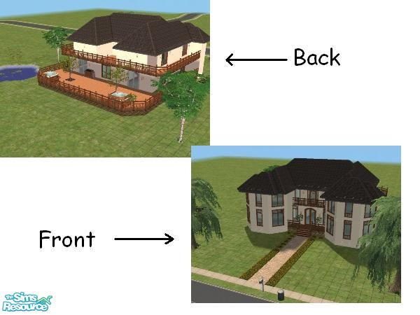 Sims 2 — 654 West St. by x23korn — This is a small 2 story house with a back deck and a small pond in the back. It has 2