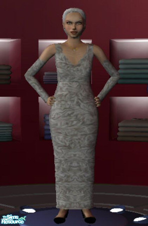 Sims 2 — Grey dress by Cori27 — Another formal for the elderly woman.