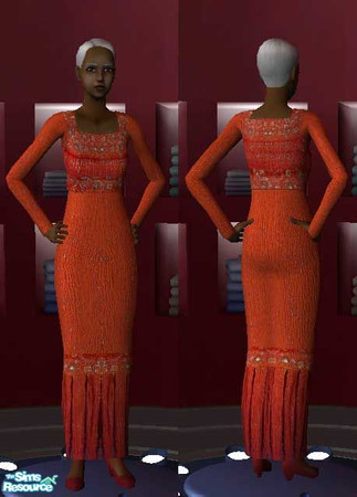 Sims 2 — lady in red by Malista1975 — beautifull formal dress for old lady